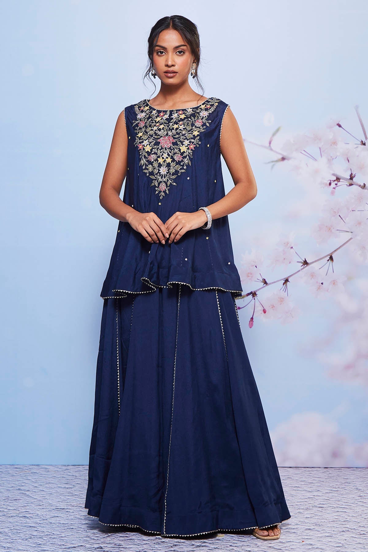 Buy Navy A-Line Short Kurta Set Online